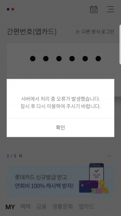롯데카드 라이프 앱에 접속자가 몰리면서 한 때 접속 장애가 발생했다. (사진=서울파이낸스 DB)