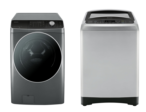 15kg 드럼세탁기(왼쪽)와 17kg 일반세탁기 제품 사진.(사진=대유위니아)