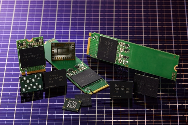SK하이닉스 96단 512Gbit TLC 4D 낸드플래시와 솔루션 제품들.(사진=SK하이닉스)