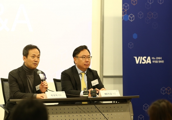 (오른쪽부터) 패트릭 윤(Patrick Yoon) Visa 코리아 사장, 박위익 Visa 코리아 전무.(사진=비자코리아)