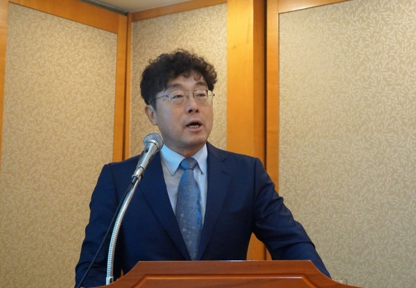부태웅 한국바이오젠 대표이사가 기자간담회에서 발언하고 있다.(사진=서울IR)