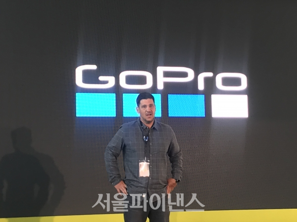 고프로가 15일 서울 잠원동 서울웨이브에서 고프로 히어로8 블랙, 고프로 맥스, 모듈 액세서리 출시 기자간담회를 열고 신제품을 소개했다. (사진=오세정 기자)