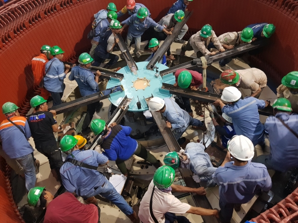 'HEC 지금 이 순간' 대상작인 '인도네시아 라자만달라 수력발전소' 건설 현장 공정 완료 사진. (사진= 현대엔지니어링)