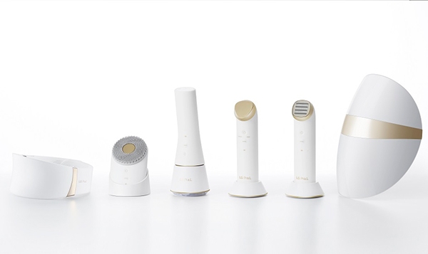 LG 프라엘 6종 제품 이미지. 왼쪽부터 더마 LED 넥케어, 초음파 클렌저, 듀얼 브러시 클렌저, 갈바닉 이온 부스터, 토탈 타이트 업 케어, 더마 LED 마스크.(사진=LG전자)