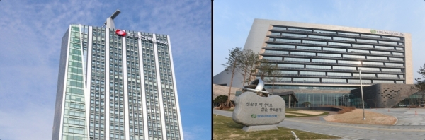 한국전력본사(왼쪽)와 한국수력원자력본사건물.(사진=각 사)