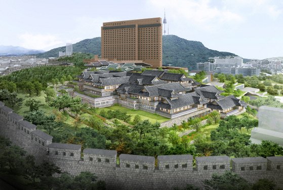한옥 호텔은 서울 장충동 신라호텔 정문과 면세점 부지에 지하 3층~지상 2층 높이의 전통호텔, 지하 4층~지상 2층 높이 면세점 등 부대시설, 지하 8층 부설주차장으로 조성될 예정이다. (사진=호텔신라)