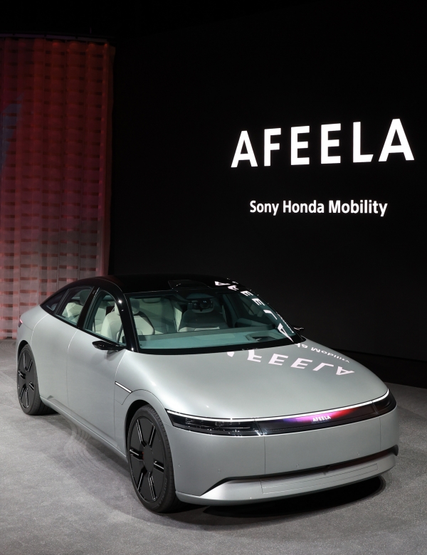= 지난 CES 2023에서 공개된 소니혼다 모빌리티의 새 전기차 브랜드 '아필라'(AFEELA) 콘셉트카 모습. (사진=연합뉴스)