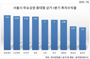 강남역 3분기 중대형 상가 투자수익률 2.3%···'서울 1위'