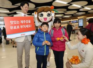 제주항공, 김포공항서 감귤 소비촉진 캠페인