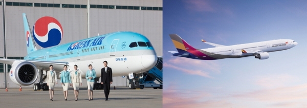 대한항공(왼쪽)과 아시아나항공 여객기. (사진=각 사)