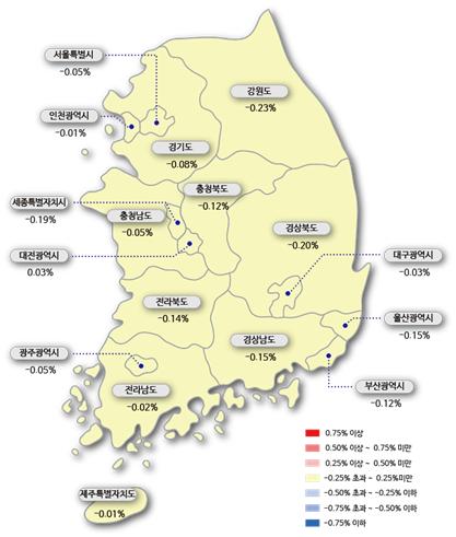 시도별 아파트 매매가격지수 변동률. (사진= 한국감정원)