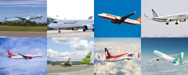 24일 항공업계에 따르면 국내 주요 항공사 5곳은 대구에서 출발하는 국내선과 국제선 운항편을 대상으로 감축 및 중단 수순을 밟고 있다. (사진=각 사)