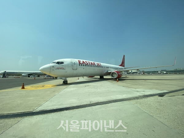 김포공항에 세워져있는 이스타항공 항공기. (사진=주진희 기자)