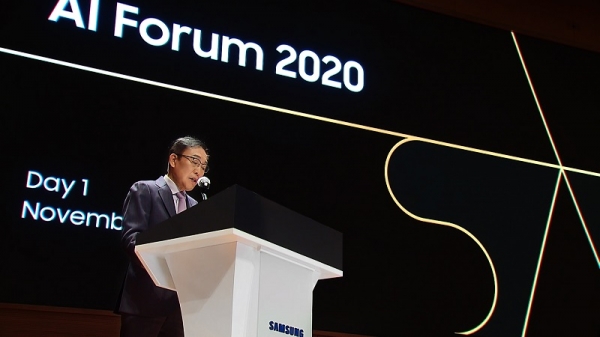 '삼성 AI 포럼 2020'에서 개회사를 하고 있는 김기남 삼성전자 대표이사·부회장 (사진=삼성전자)