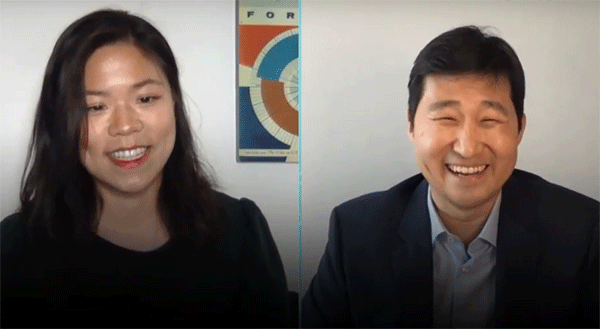 '혁신하는 이커머스: 한국의 관점'이란 주제로 '2021 포춘 글로벌 포럼'에서 강연한 김범석 쿠팡 의장(오른쪽)이 루신다 쉔 포춘 기자와 대담하는 장면. (사진=쿠팡 뉴스룸 캡처) 