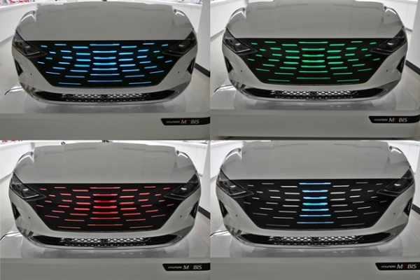 현대모비스가 차량 전면 그릴에 LED 조명 기능을 적용한 '라이팅 그릴'과 차량 상태, 운행 조건에 따라 그릴 자체가 개폐 가능한 '그릴 일체식 액티브 에어 플랩' 기술 개발에 성공했다. (사진= 현대모비스)