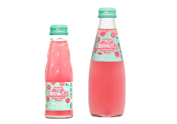 프리바이오틱스 음료 '헬씨올리고' 100㎖(왼쪽)와 200㎖ (사진=현대약품)
