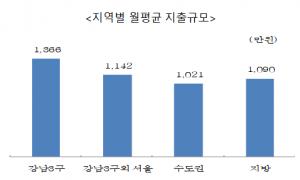 "강남3구 부자 월평균 1366만원 쓴다"