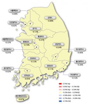 [주간동향] 서울 아파트값 21주 연속 하락···전주 比 0.08%↓